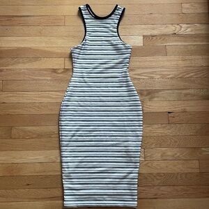 Bec & Bridge Australian White Black Striped Bodycon MIDI Dress - size 2